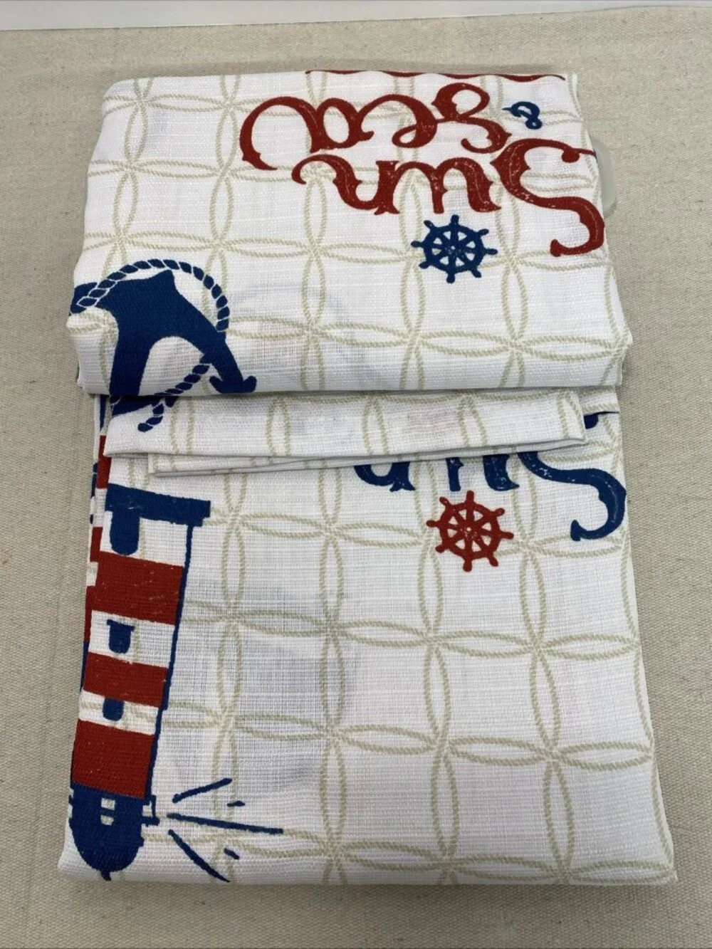 NEW Sun & Sea 72" x 72" Fabric Shower Curtain Patriotic Lighthouse Nautical - Picture 4 of 4
